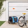 vidaXL Pet Bike Trailer Blue and Grey Oxford Fabric, Iron, PVC