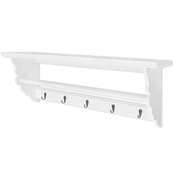 vidaXL Coat Rack White MDF Medium Coat Rack Rectangular Baroque