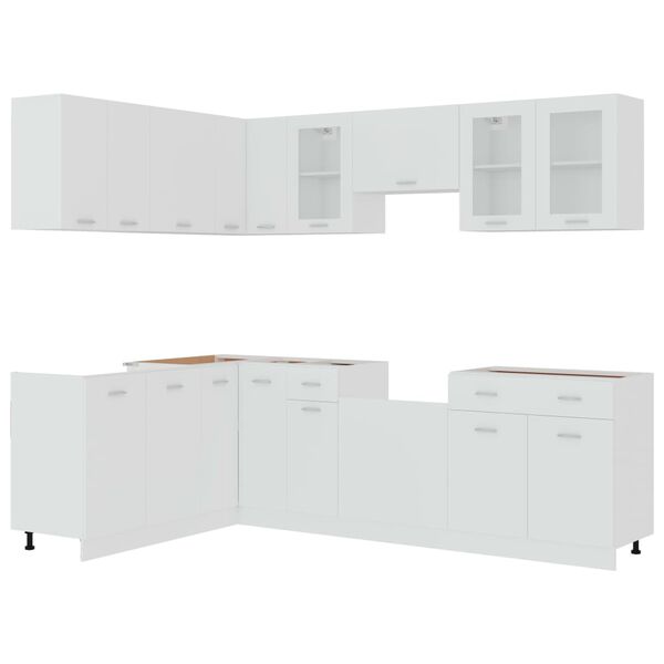vidaXL Kitchen Cabinet Set White Engineered wood, glass