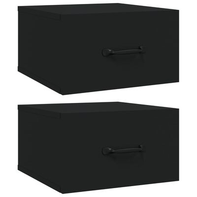vidaXL Wall-mounted Bedside Cabinets 2 pcs Black 13.8"x13.8"x7.9"