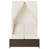 vidaXL Double Sun Lounger with Roof and Curtains Brown Poly Rattan