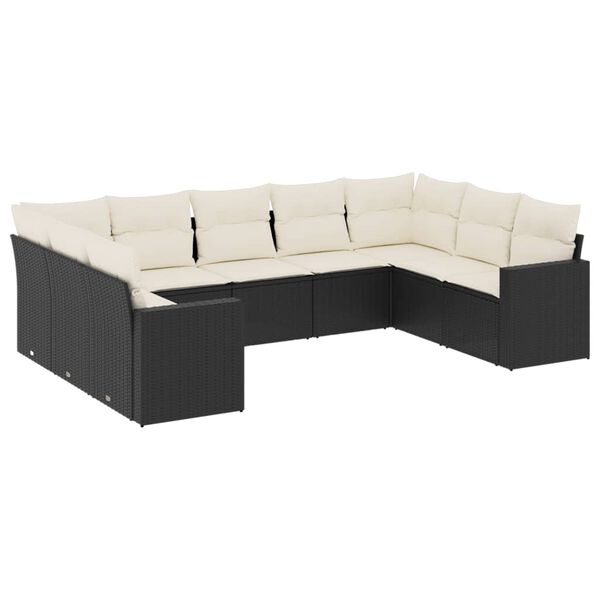 vidaXL Garden Sofa Set Black, Cream White