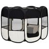 vidaXL Dog Playpen Black and cream Polyester, Steel 35.4x35.4x22.8 in