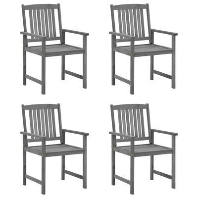 vidaXL Patio Chairs with Cushions 4 pcs Gray Solid Acacia Wood