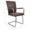vidaXL Dining Chair Set of 2 Brown Faux suede leather, powder-coated iron