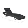 vidaXL Sunlounger Black PE rattan, textilene fabric, cotton padding, steel