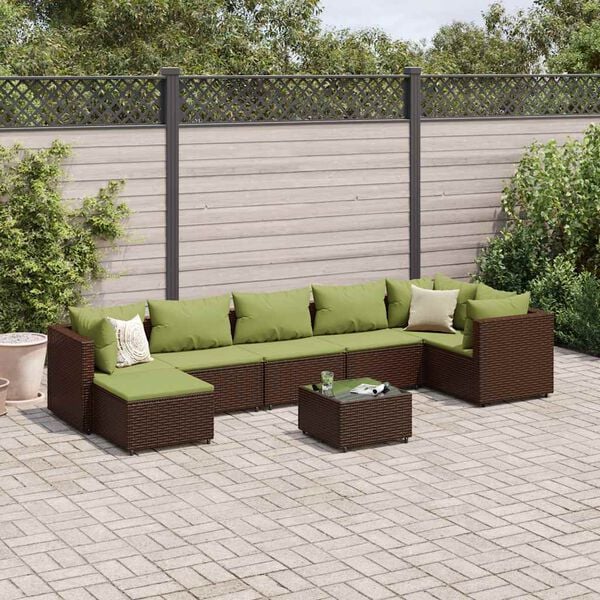 vidaXL Patio Lounge Set Brown PE rattan Large Modular