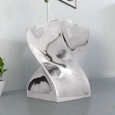 vidaXL Stool/Side Table Twisted Shape Aluminum Silver