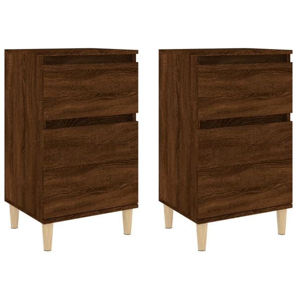 vidaXL Bedside Cabinet Set of 2 Brown Oak Engineered wood Standard