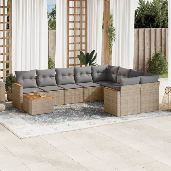 vidaXL Garden Sofa Set Beige, Light Grey
