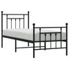 vidaXL Bed Frame Black Powder-Coated Steel Twin Bed Frame Rectangular