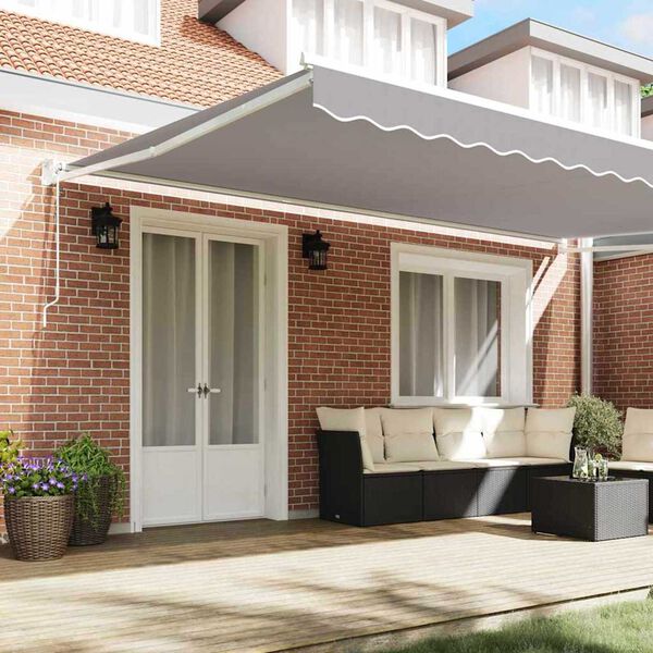 vidaXL Retractable Awning Light Grey 196.85" x 118.11