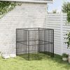 vidaXL Dog Playpen Black Galvanized Steel 39.4 in x 39.4 in x 39.4 in