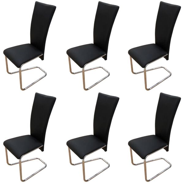 vidaXL Dining Chairs 6 pcs Black Faux Leather