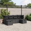 vidaXL Garden Sofa Set Black Poly Rattan, Steel Large Removable Covers