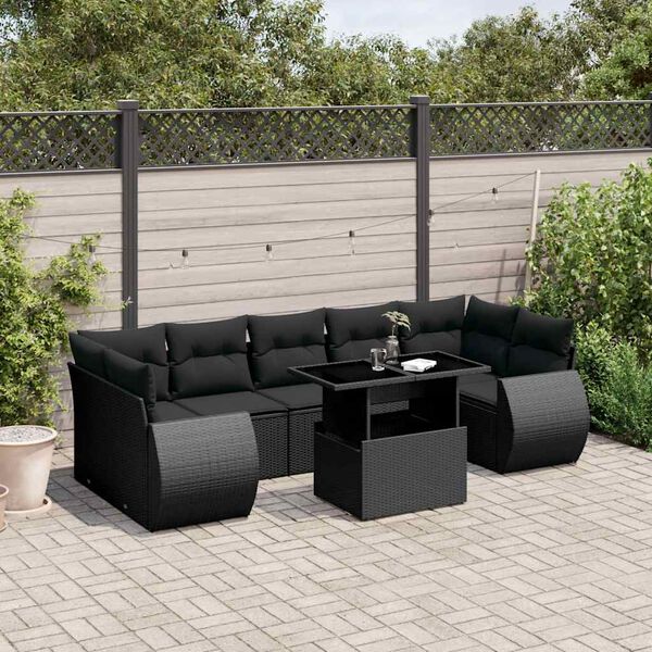 vidaXL Garden Sofa Set Black
