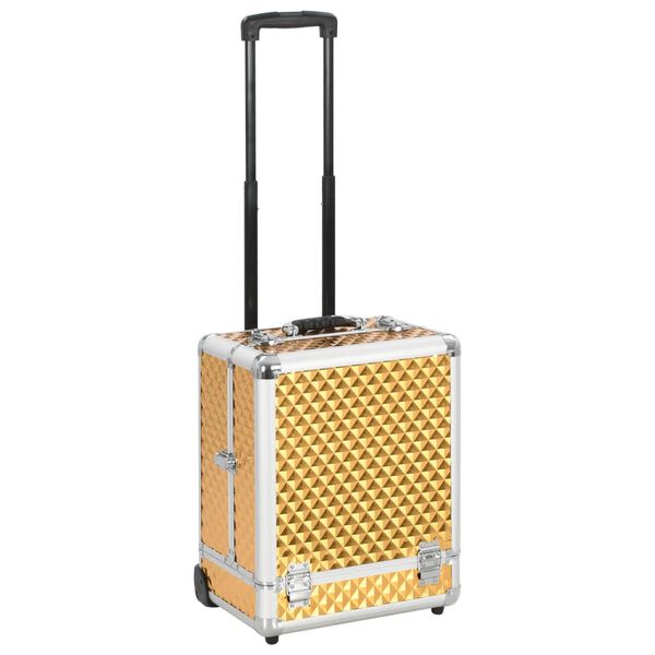 vidaXL Make-up Trolley  13.8x11.4x17.7" Gold Aluminium