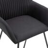 vidaXL Dining Chair Set of 2 Black Fabric and powder-coated steel