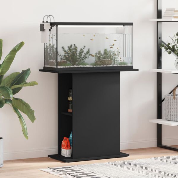 vidaXL Aquarium Stand Black Engineered wood 29.5 x 14.2 x 28.5 in