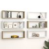 vidaXL Wall Shelf Set of 6 White Engineered Wood 31.5x5.9x10.4 in