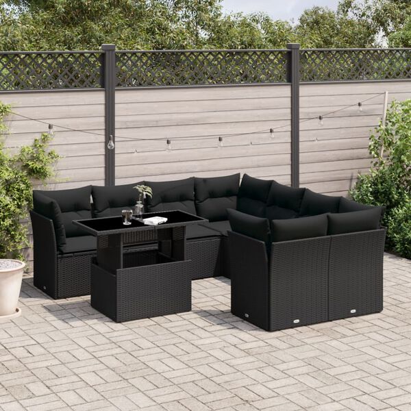 vidaXL Garden Sofa Set Black