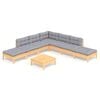 vidaXL Garden Lounge Set Grey Solid pine wood, Fabric (100% Polyester)
