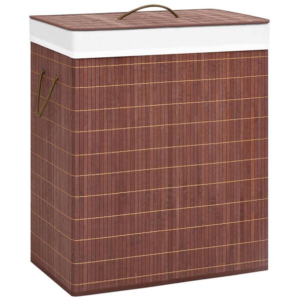 vidaXL Bamboo Laundry Basket with 2 Sections Brown 26.4 gal
