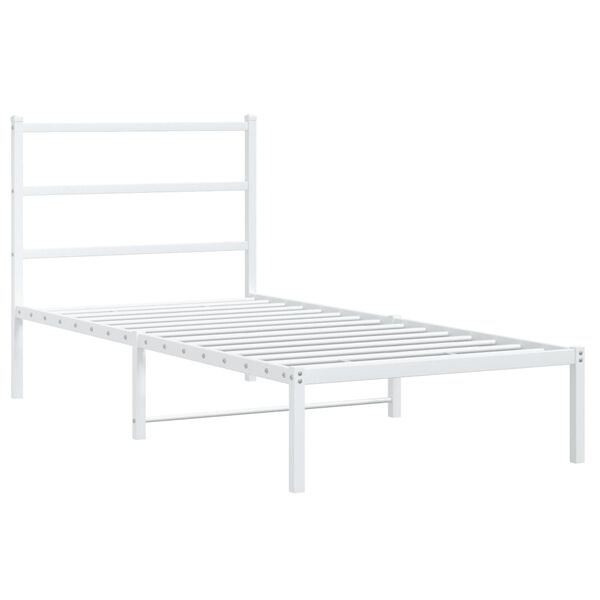 vidaXL Bed Frame White Powder-Coated Steel Single Bed Frame