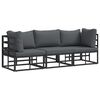vidaXL Outdoor Furniture with Cushion with Pillow Black Aluminium