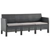 vidaXL Garden Sofa Anthracite Polypropylene with rattan look Standard size