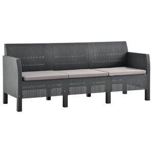 vidaXL Garden Sofa Anthracite Polypropylene with rattan look Standard size