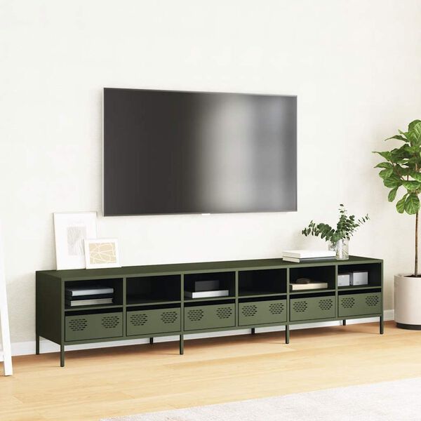 vidaXL TV Cabinet Olive Green Cold-rolled Steel Large TV Cabinet