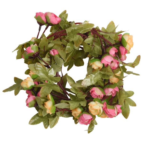 vidaXL Christmas Flower Garland Pink Artificial silk, PE (Polyethylene)