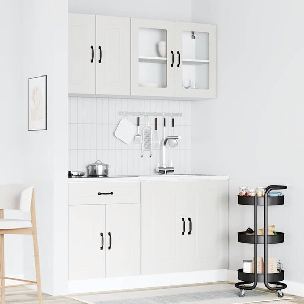 vidaXL Kitchen Cabinet Set White Engineered wood and glass Large