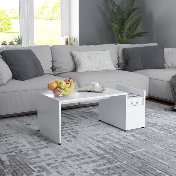 vidaXL Coffee Table White Engineered Wood Medium Storage Coffee Table
