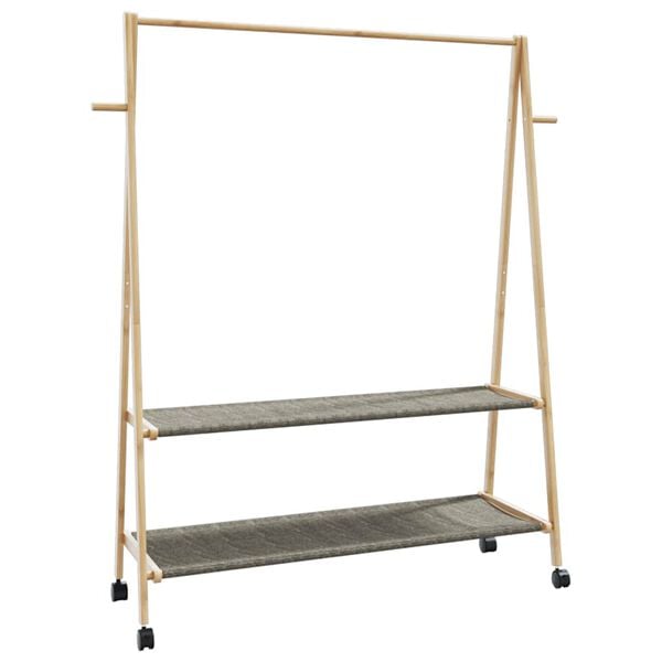 vidaXL Clothes Rack Natural Bamboo Bamboo, Fabric 52.0 x 17.9 x 61.2 in