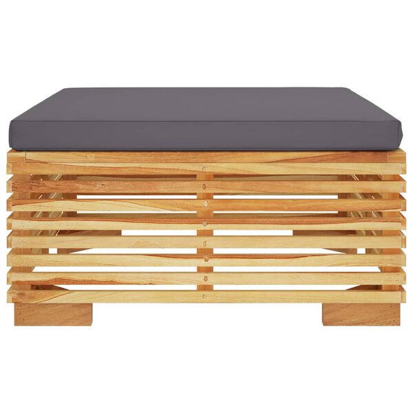 vidaXL Garden Lounge Set Dark grey cushion, natural teak wood