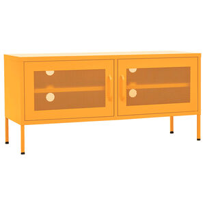 vidaXL TV Cabinet Mustard Yellow Steel Medium TV Cabinet Rectangular