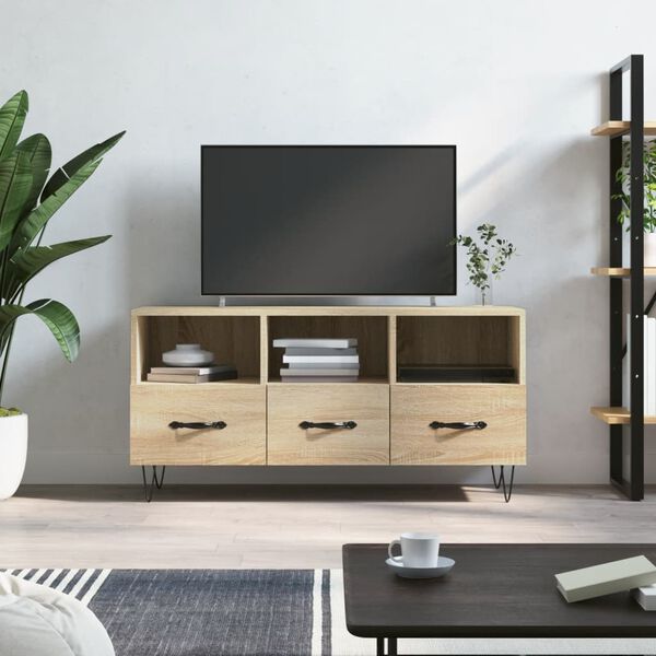 vidaXL TV Cabinet Sonoma oak Engineered wood, Iron Medium TV Cabinet