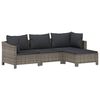 vidaXL Garden Lounge Set Gray PE rattan, Powder-coated steel Large