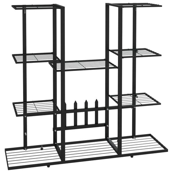 vidaXL Flower Stand Black Iron Standard Flower Stand Rectangular