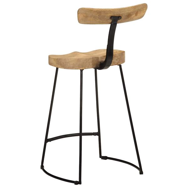 vidaXL Bar Stool Set of 2 Brown and black Solid mango wood Standard