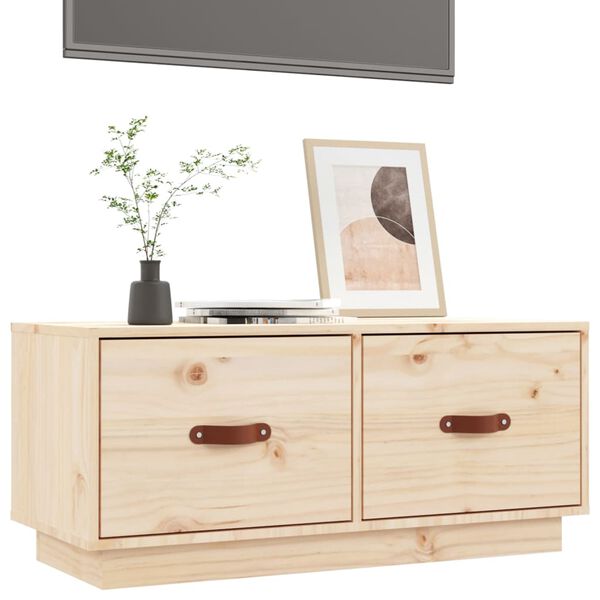 vidaXL TV Cabinet Natural Solid Pine Wood Medium TV Cabinet