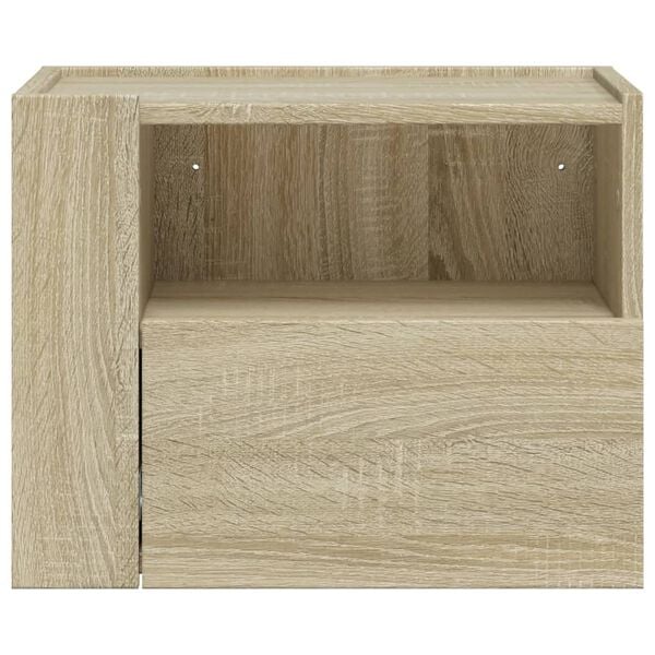 vidaXL Wall-mounted Bedside Cabinet Sonoma oak Engineered wood Medium