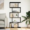 vidaXL Room Divider Bookcase Black Engineered Wood 5-Tier