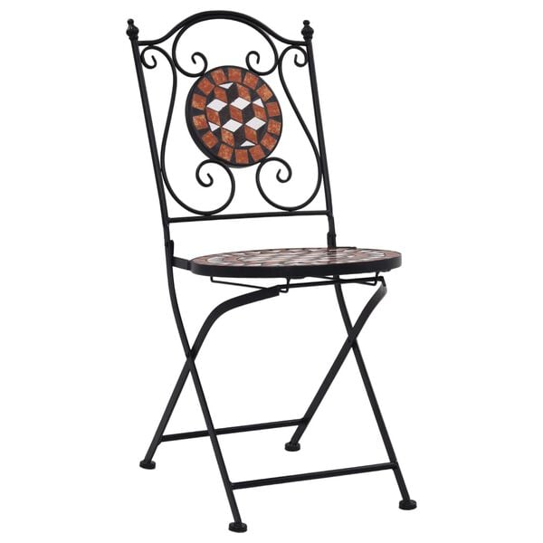 vidaXL Mosaic Bistro Set Terracotta Powder-coated iron, ceramic tile