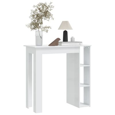 vidaXL Bar Table with Shelf High Gloss White 40.2"x19.7"x40.7" Engineered Wood