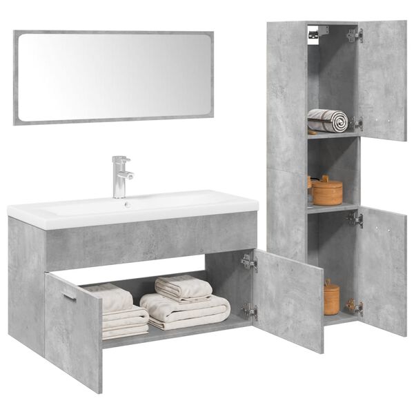 vidaXL Bathroom Furniture Set Concrete grey Engineered wood