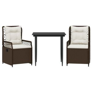 vidaXL Patio Dining Set Set of 2 Brown, Black, Cream White