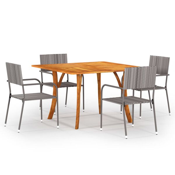 vidaXL Dining Set Anthracite Solid Acacia wood Medium Stackable